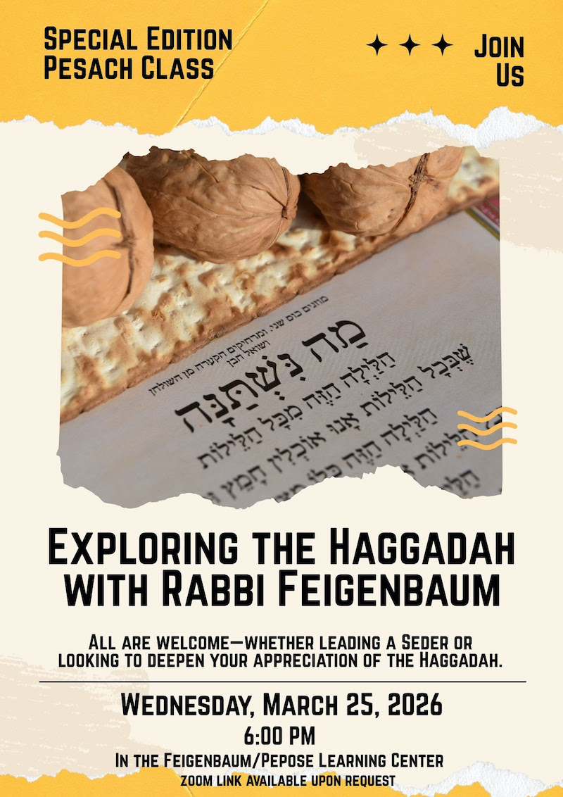 Rabbi Feigenbaum’s Special Pesach Class